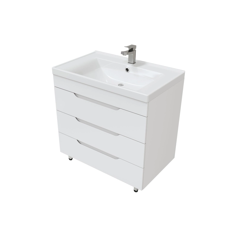 Тумба Soho Quadro 80/2 с дводчиком,столешница Grey 80,умыв. накл.Shell-0619