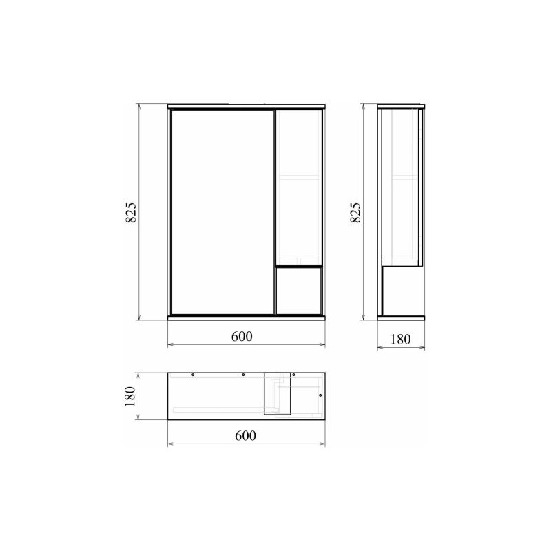 Шкаф зеркальный Soho 60 правый с подсветкой LED
