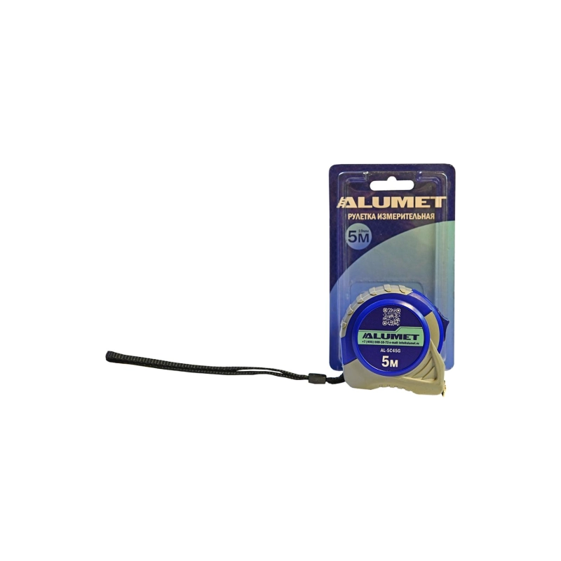 Рулетка 5м Стандарт серый синий (5C45G) Алюмет