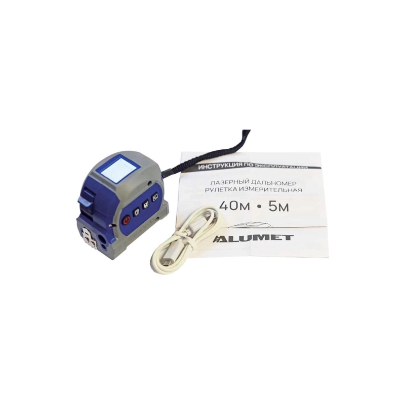 Рулетка 5м с лазерным дальномером серый синий (5C46G) Алюмет