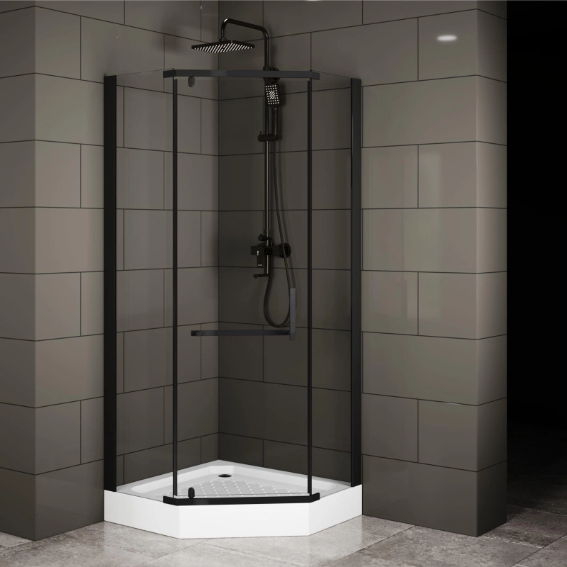 Душевое ограждение Arena Pentagon Black 90 90х90 см, пятиугольная, б/поддона, черный, УТ000094566