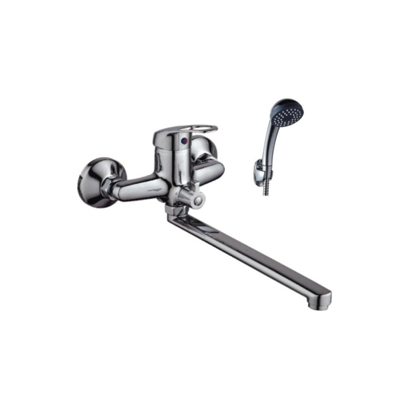 Смеситель Эверест ванна унив. с плоск.прям.излив. и пер.для душа В22-033