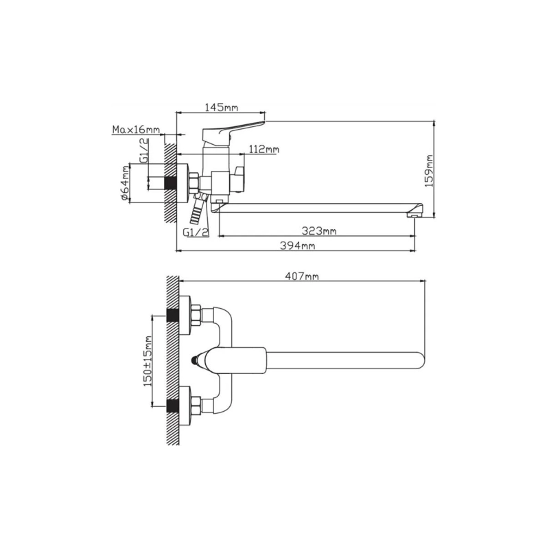 Смеситель Diadonna д/ванны с длин. плоск. изливом D168-22QH