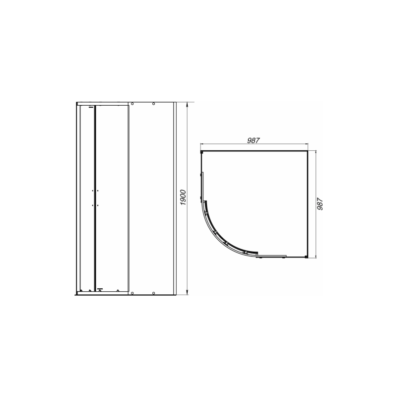 Душевое ограждение Neo-100 100x100 см, 1/4 круга, б/поддона, хром, УТ000082740