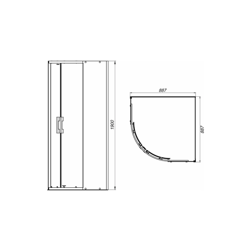 Душевое ограждение Neo-90 90x90 см, 1/4 круга, б/поддона, хром, УТ000082739