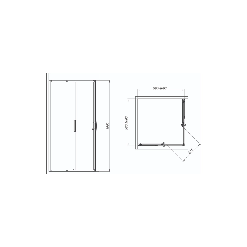 Душевое ограждение Neo-100 Quadro 100х100 см, квадратная, б/поддона, хром, УТ000103049