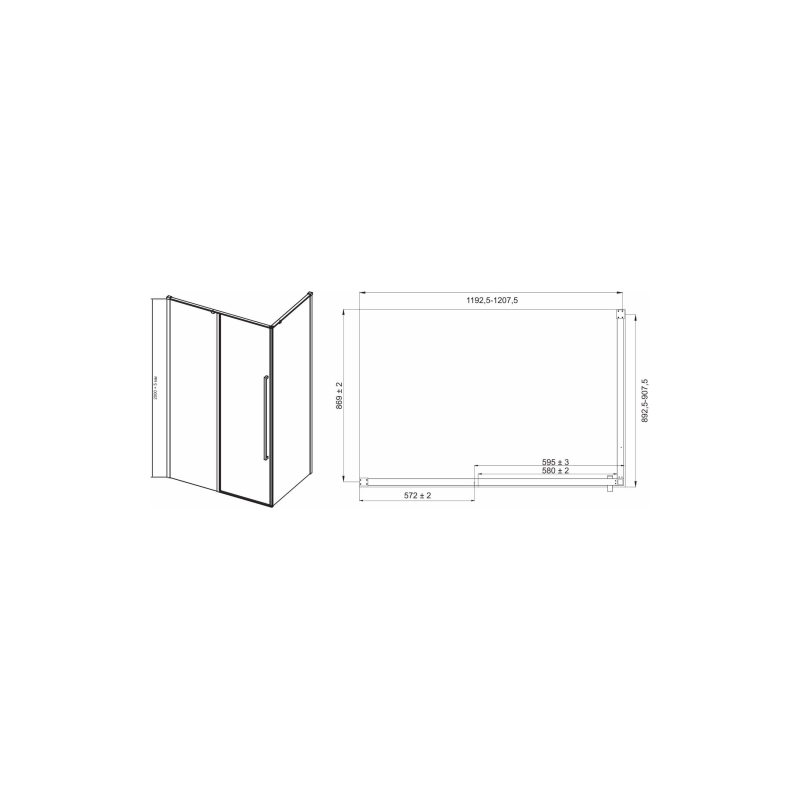 Душевое ограждение NEXT 120*90/1 120х90см, пямоугольная, б/поддона, хром, УТ000059231