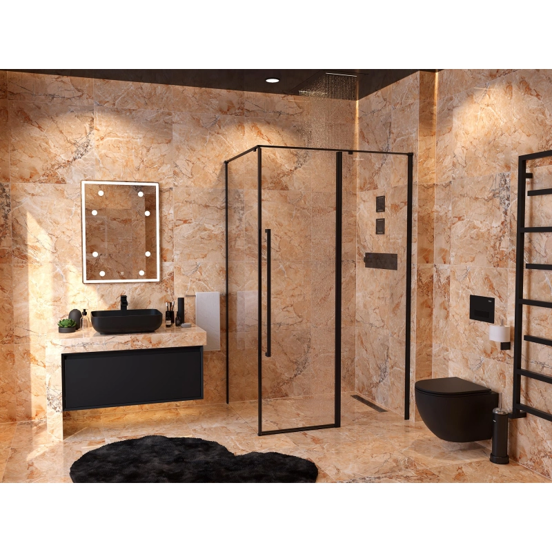 Душевое ограждение NEXT 120 Black 120х90 см, прямоугольная, б/поддона, черный, УТ000068764