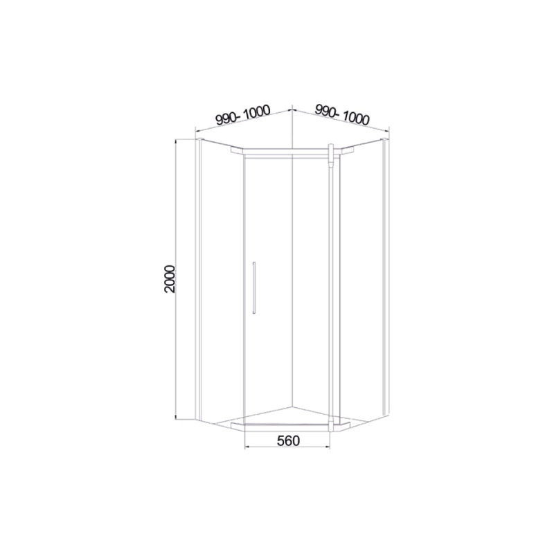 Душевое ограждение Smart Pentagon 100 100х100 см, пятиугольная, б/поддона, хром, УТ000031344