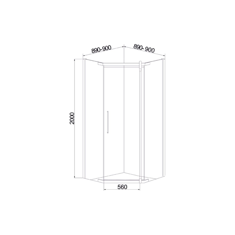 Душевое ограждение Smart Pentagon 90 90х90 см, пятиугольная, б/поддона, хром, УТ000031345