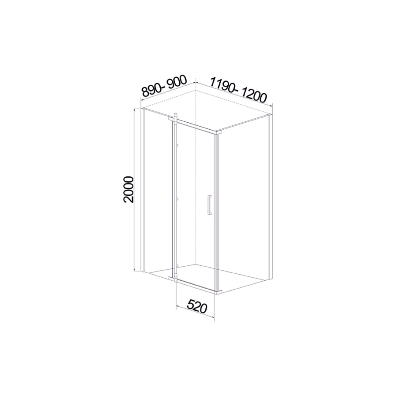 Душевое ограждение Smart Square 120*90 120х90 см, прямоугольная, б/поддона, хром, УТ000031346