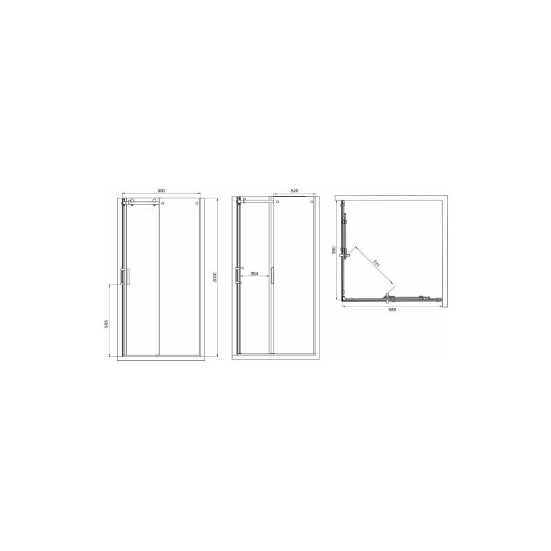 Душевое ограждение Vector 100х100 см, квадратная, б/поддона, хром, УТ000101007