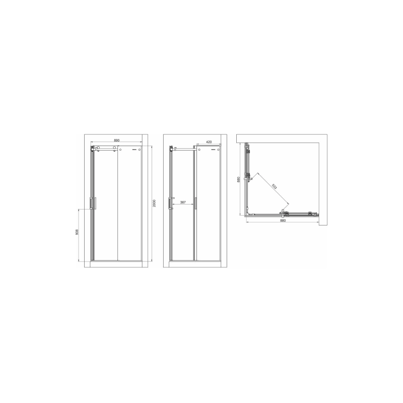 Душевое ограждение Vector 90х90 см, квадратная, б/поддона, хром, УТ000098744