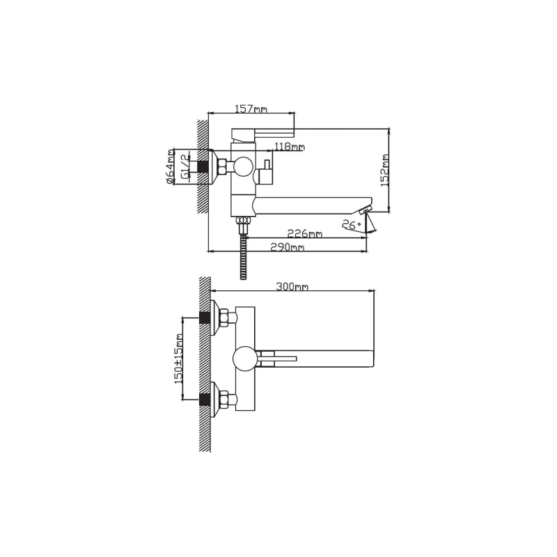 Смеситель Diadonna д/ванны с длин. изливом D234-22S