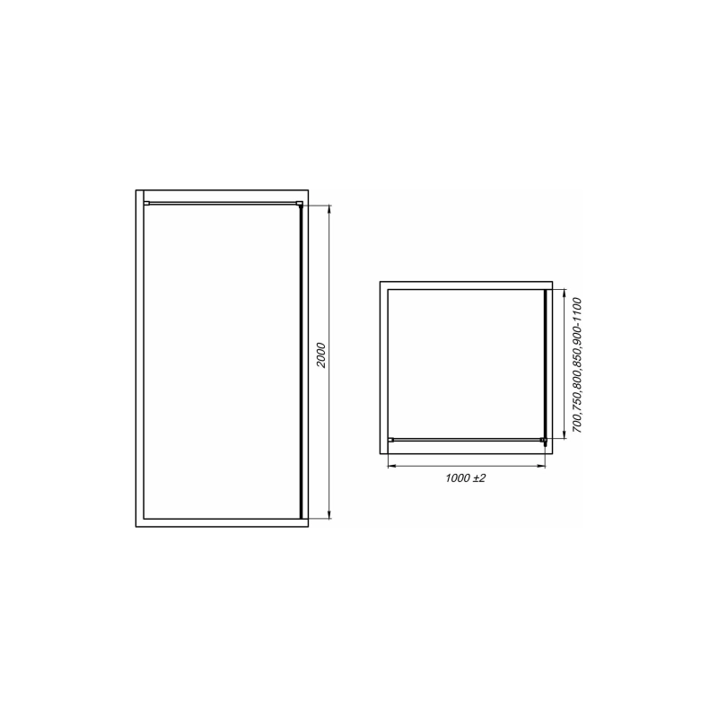 Душевая перегородка Walk-in 100 (с аксессуарами), б/поддона, хром, УТ000084190
