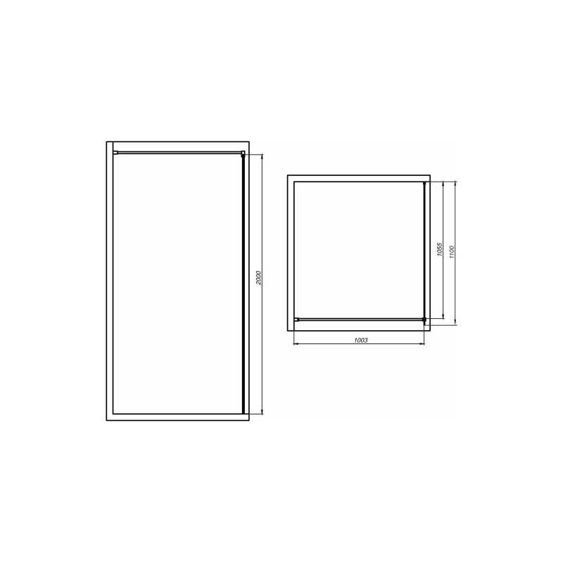 Душевая перегородка Walk-in 110 без нижнего профиля (с аксессуарами), б/поддона, хром, УТ000098480