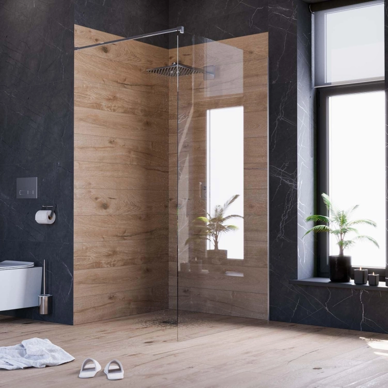 Душевая перегородка Walk-in 130 без нижнего профиля (с аксессуарами), б/поддона, хром, УТ000098676