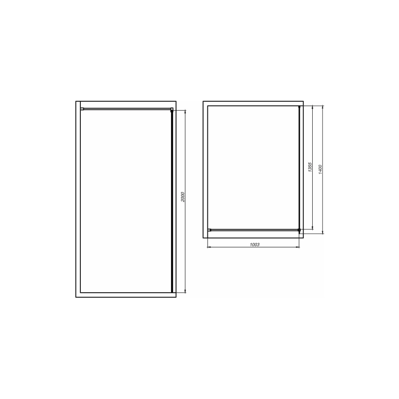 Душевая перегородка Walk-in 140 без нижнего профиля (с аксессуарами), б/поддона, хром, УТ000098667
