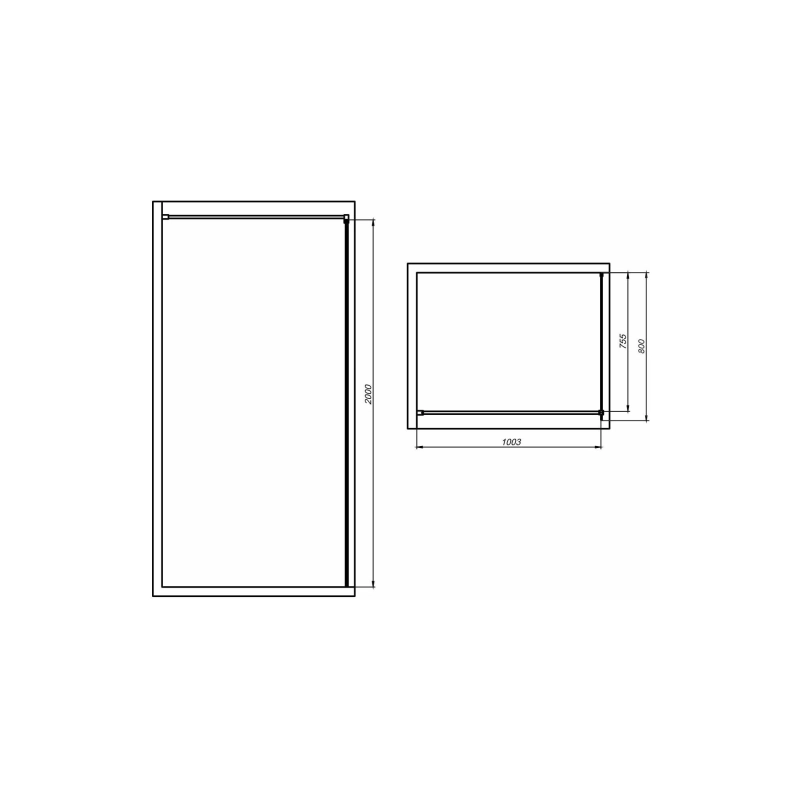 Душевая перегородка Walk-in 80 без нижнего профиля (с аксессуарами), б/поддона, хром, УТ000098639