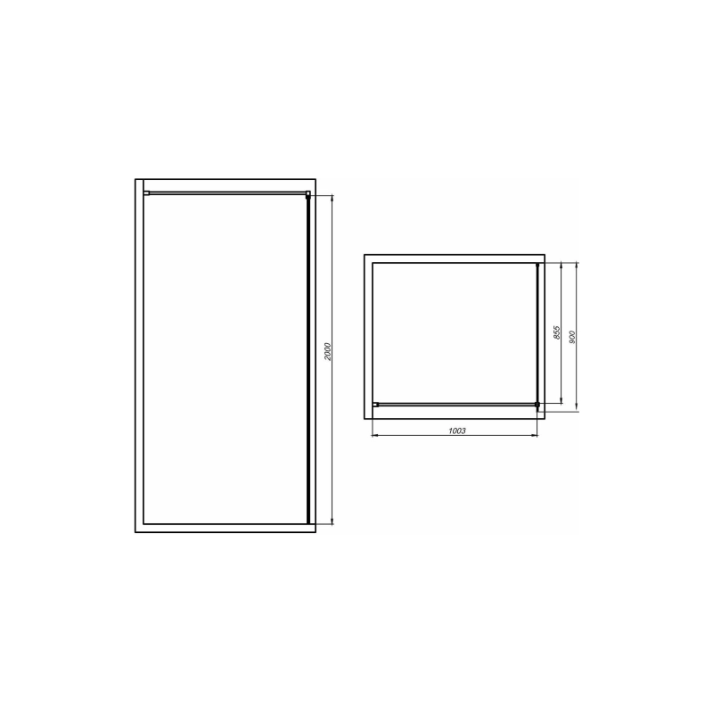 Душевая перегородка Walk-in 90 без нижнего профиля (с аксессуарами), б/поддона, хром, УТ000097568