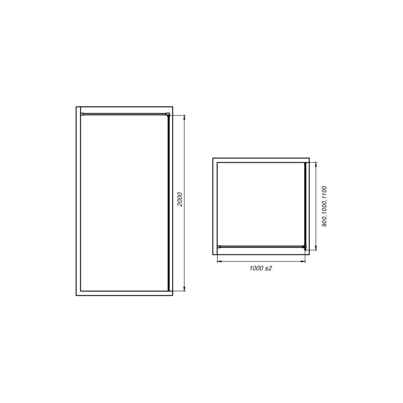 Душевая перегородка Walk-in 100 матовое (с аксессуарами), б/поддона, хром, УТ000103438