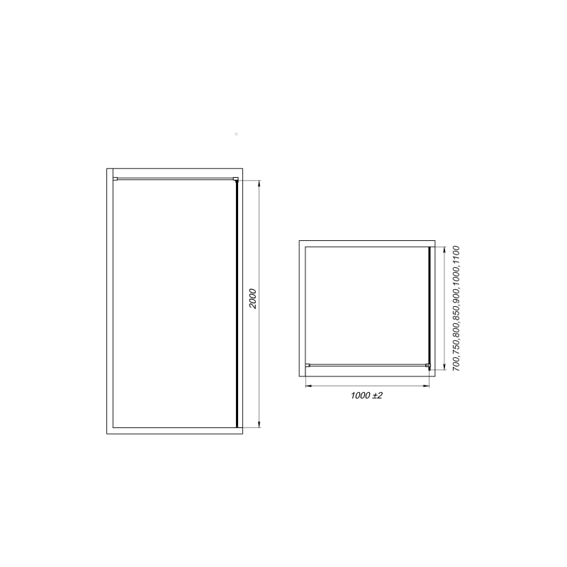 Душевая перегородка Walk-in 100 Черный матовое (с аксессуарами), б/поддона, черный, УТ000103861