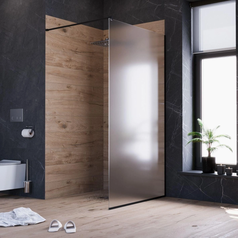 Душевая перегородка Walk-in 90 Черный матовое (с аксессуарами), б/поддона, черный, УТ000103860