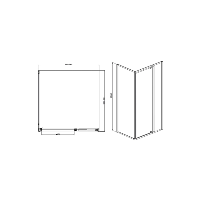 Душевое ограждение CUBE Black Profile 90х90 см, квадратная, б/поддона, черный, УТ000031968