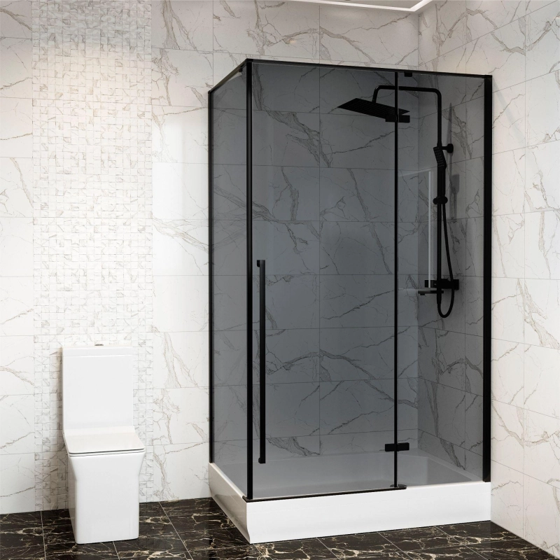 Душевое ограждение VOG Black 90х120 см, прямоугольная, тонир. стекло, б/поддона, черный, УТ000090430