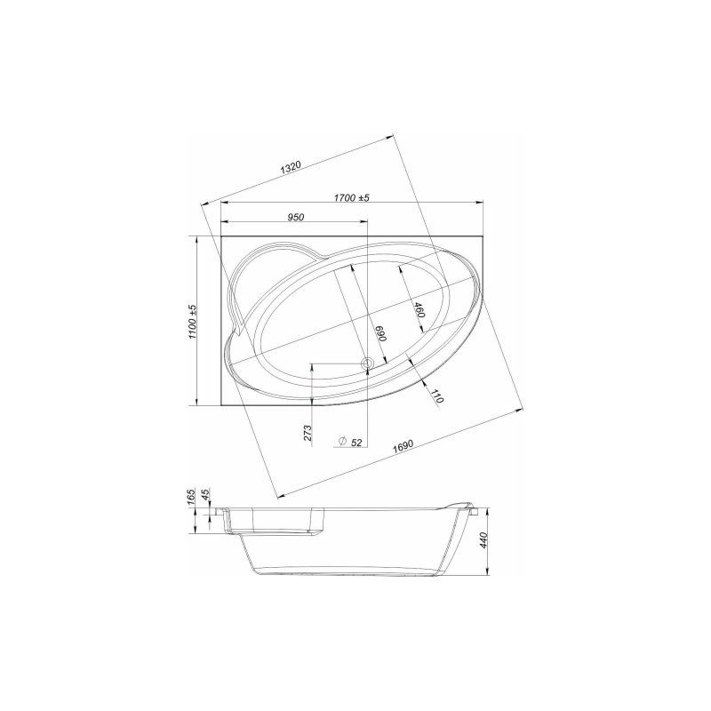 Ванна акрил. Массандра MIRSANT 