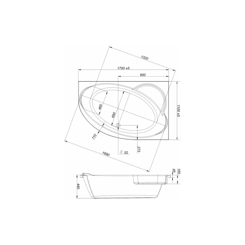Ванна акрил. Массандра MIRSANT 
