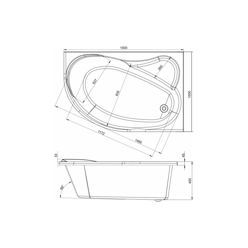 Ванна акрил. Ялта MIRSANT 