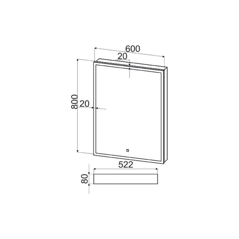 Зеркало-шкаф Arena 60/1, 600х800 (ШВ) сенсор.выкл., светодиод.подсветка, левый, УТ000073258