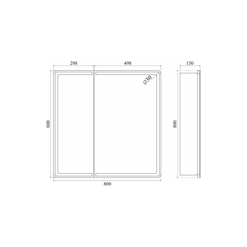 Зеркало-шкаф Arena 80, 800х800 (ШВ) сенсор.выкл., светодиод.подсветка, УТ000084185
