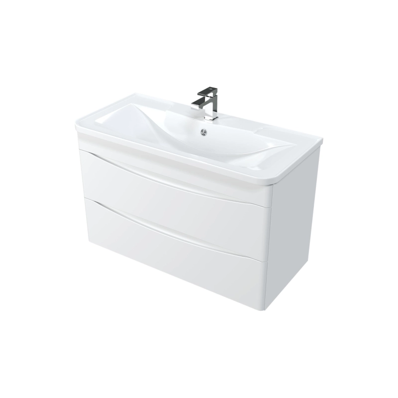 Тумба Bravo 100 100х45 см, подвесная, с раковиной Adel 100, белый, УТ000083513