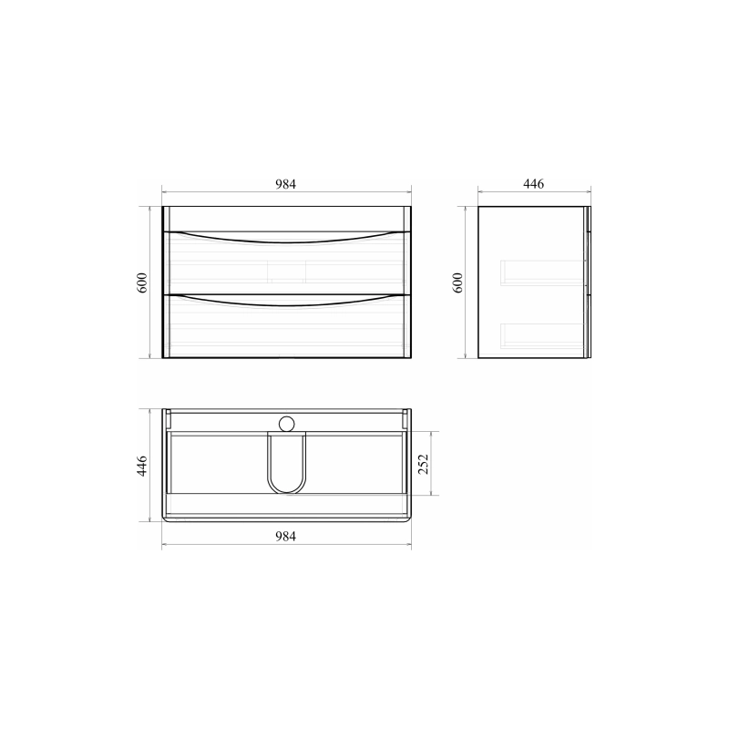 Тумба Bravo 100 100х45 см, подвесная, с раковиной Adel 100, белый, УТ000083513