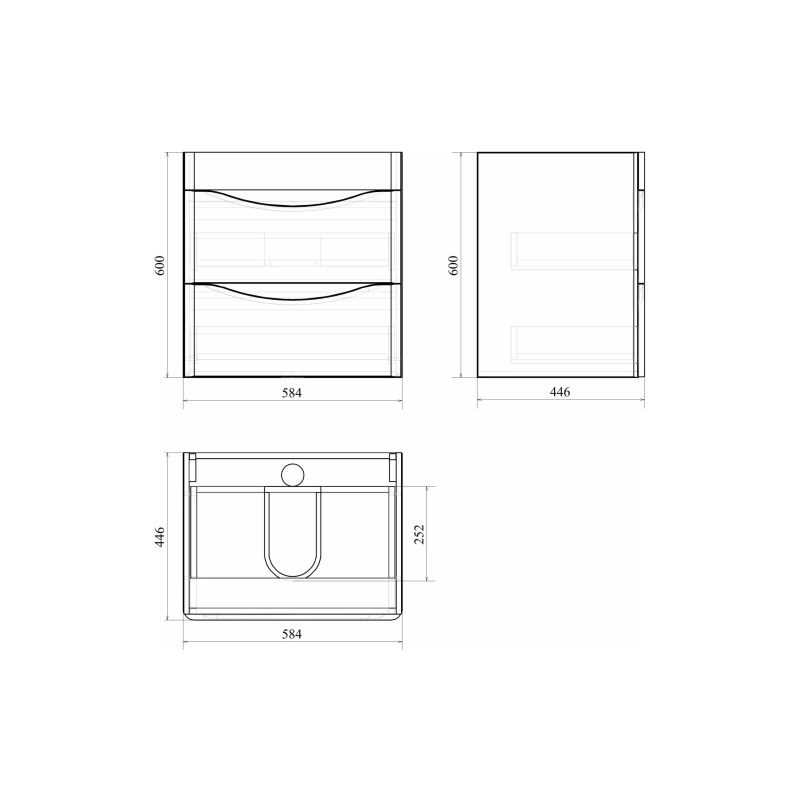 Тумба Bravo 60 60х45 см, подвесная, с раковиной Adel 60, белый, УТ000079264