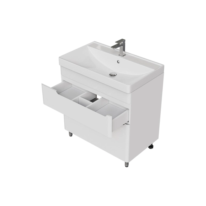 Тумба Flat 100 100х70х47 см, напольная, с раковиной Line 100, белый, УТ000100168