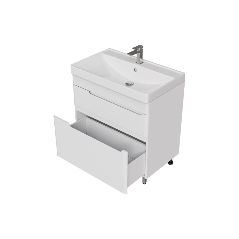 Тумба Flat 100 100х70х47 см, напольная, с раковиной Line 100, белый, УТ000100168