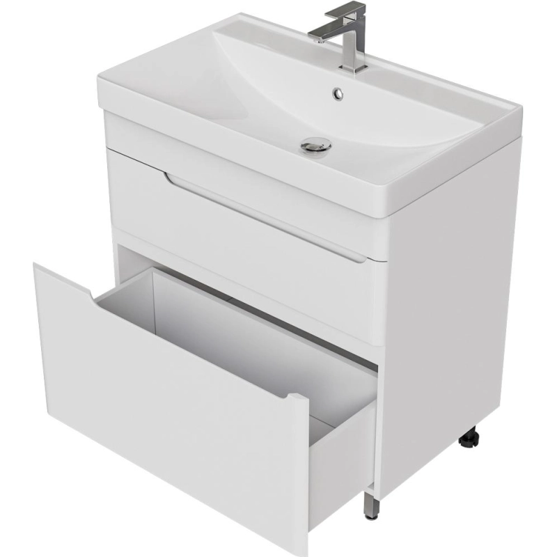 Тумба Flat 100 100х70х47 см, напольная, с раковиной Line 100, белый, УТ000100168