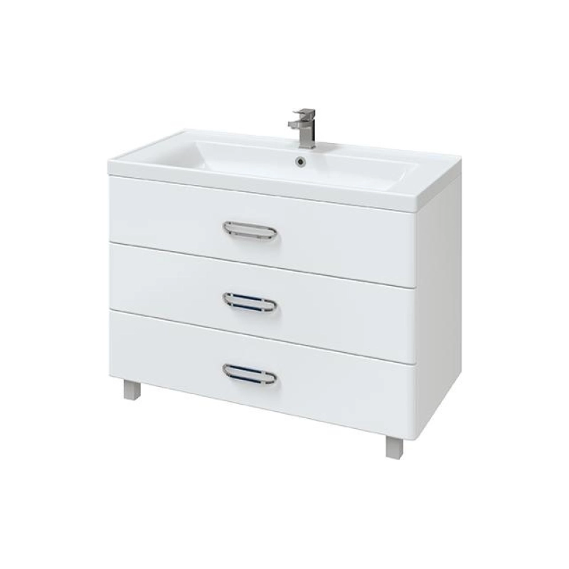 Тумба Fuji 100 99х70х52 см, напольная, с раковиной Deep 100, белый, УТ000043817