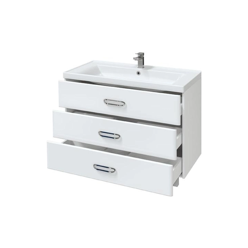 Тумба Fuji 100 99х70х52 см, напольная, с раковиной Deep 100, белый, УТ000043817