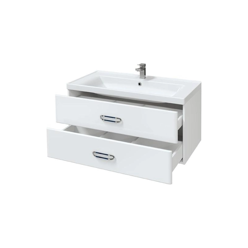 Тумба Fuji 100 99х45х52 см, подвесная, с раковиной Deep 100, белый, УТ000043899