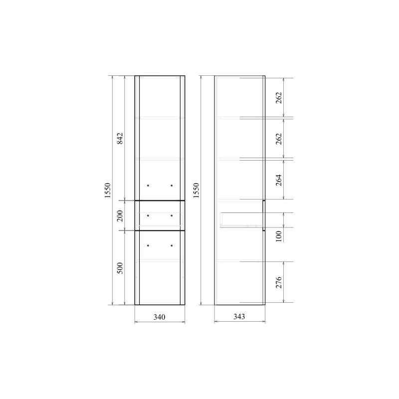 Пенал Fuji 34 34х155х34 см, подвесной, правый, белый, УТ000043900