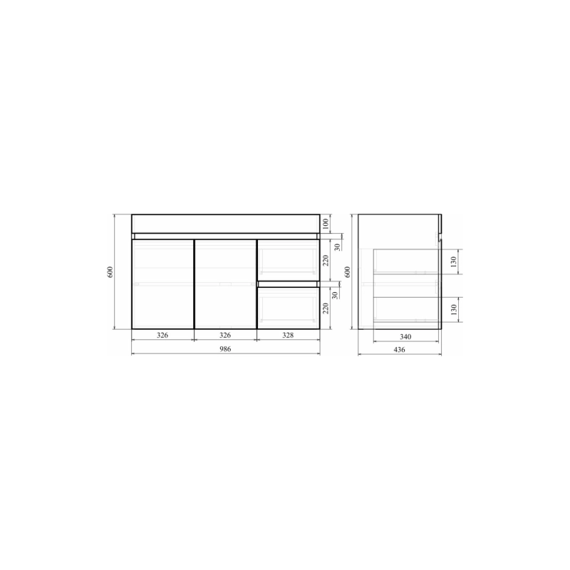 Тумба NEXT 100/1 100х60х44 см, подвесная, с раковиной Е 100, белый, УТ000019850