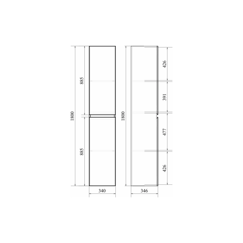 Пенал Next 34 34х180х34 см, напольный, универсальный, белый, УТ000058111