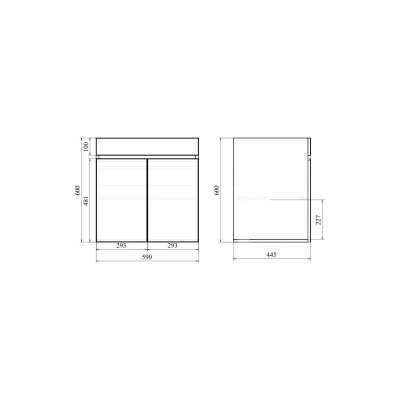 Тумба Next 60 60х60х45 см, подвесная, с раковиной Next 60, белый, УТ000040368