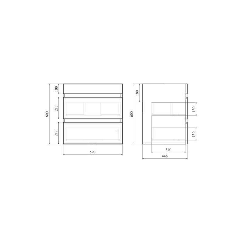 Тумба Next 60/2 60х60х45 см, подвесная, с раковиной Next 60, белый, УТ000054598