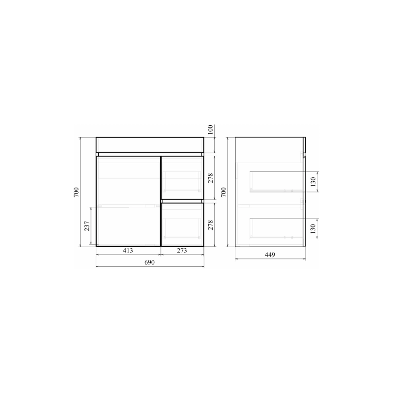 Тумба Next 70 70х70х45 см, напольная, с раковиной Next 70, белый, УТ000053556
