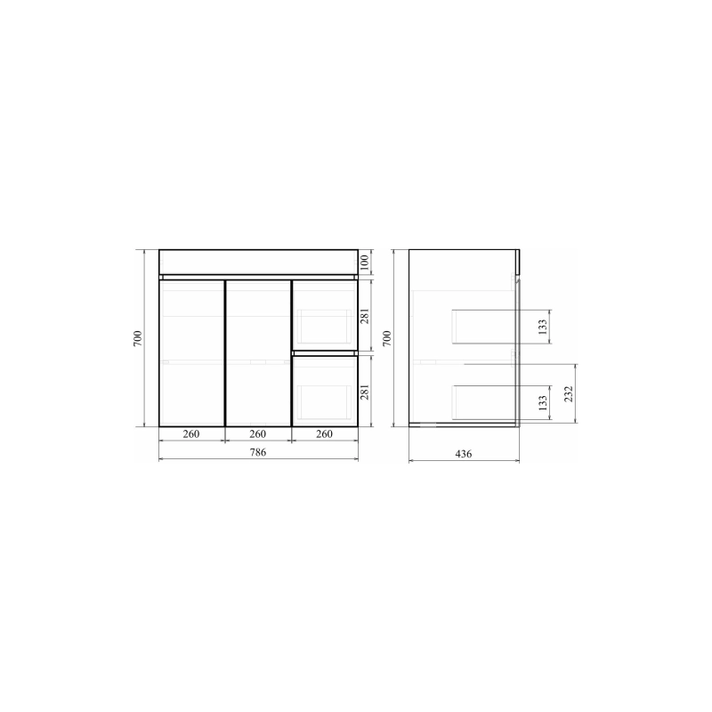 Тумба Next 80 80х70х44 см, напольная, с раковиной Е 80, белый, УТ000020185